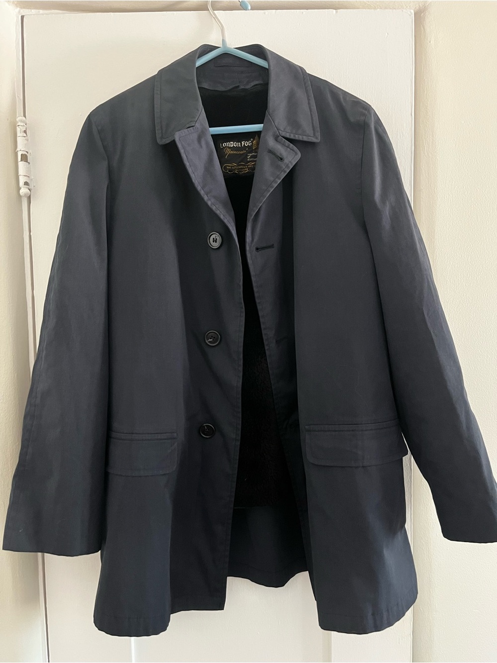 Vintage 60s/70s London Fog Maincoat Removable Faux Fur Liner Charcoal - Size 36R